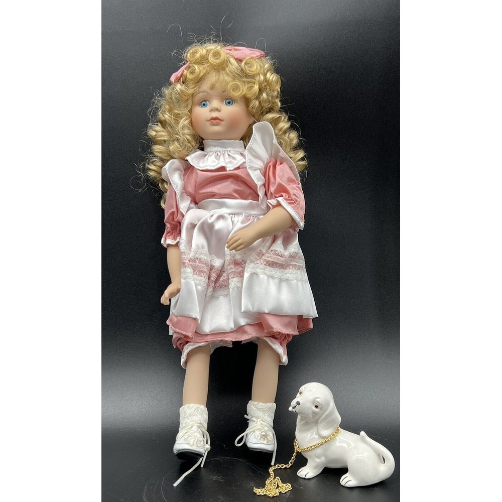 Collectible Porcelain Doll 16" With‎ Little Dog